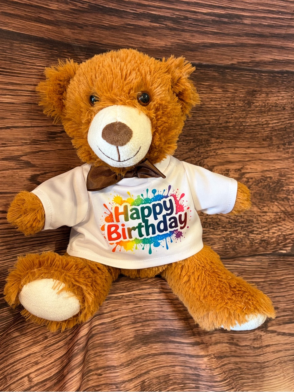 Brown Plush Teddy Bear with 'Happy Birthday' Tee - Kids Toys